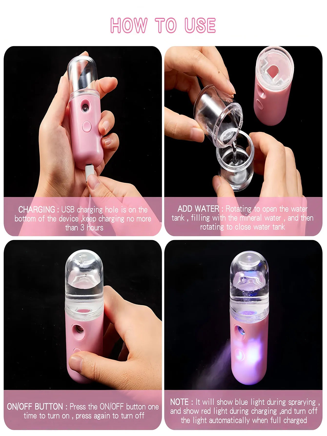 USB Mist Facial Sprayer — Rechargeable Nano Face Steamer Moisturizing Beauty Skin Care Tool