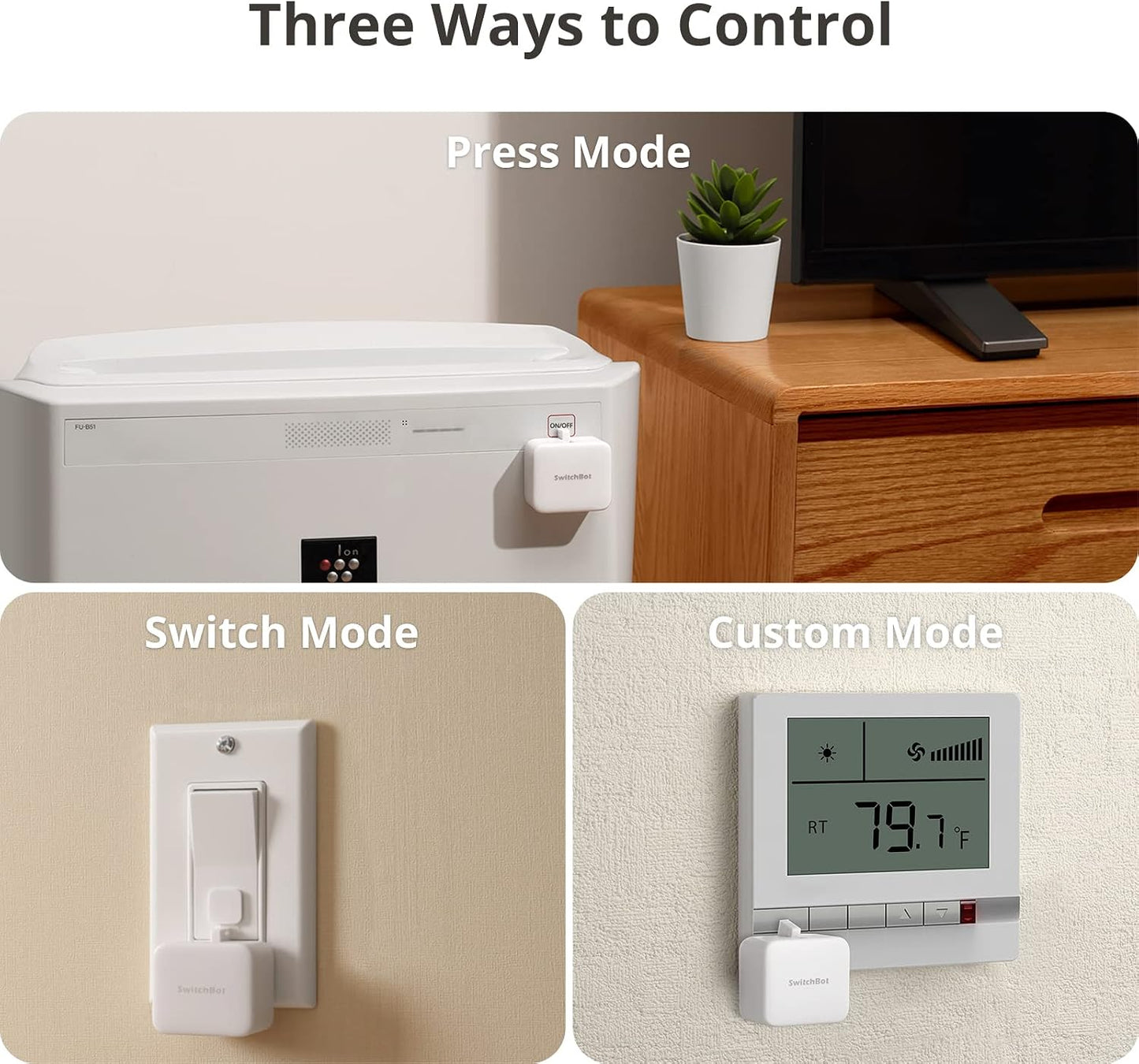 Smart Switch Button Pusher (Bluetooth) – Fingerbot for Rocker Switch/One-Way Buttons, App Timer Control, No Wiring, Hub Included for Voice/Remote, White