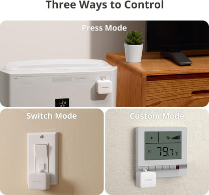 Smart Switch Button Pusher (Bluetooth) – Fingerbot for Rocker Switch/One-Way Buttons, App Timer Control, No Wiring, Hub Included for Voice/Remote, White