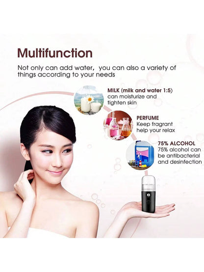 USB Mist Facial Sprayer — Rechargeable Nano Face Steamer Moisturizing Beauty Skin Care Tool