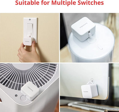 Smart Switch Button Pusher (Bluetooth) – Fingerbot for Rocker Switch/One-Way Buttons, App Timer Control, No Wiring, Hub Included for Voice/Remote, White