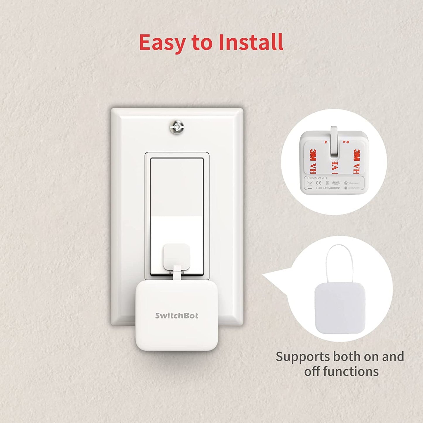 Smart Switch Button Pusher (Bluetooth) – Fingerbot for Rocker Switch/One-Way Buttons, App Timer Control, No Wiring, Hub Included for Voice/Remote, White