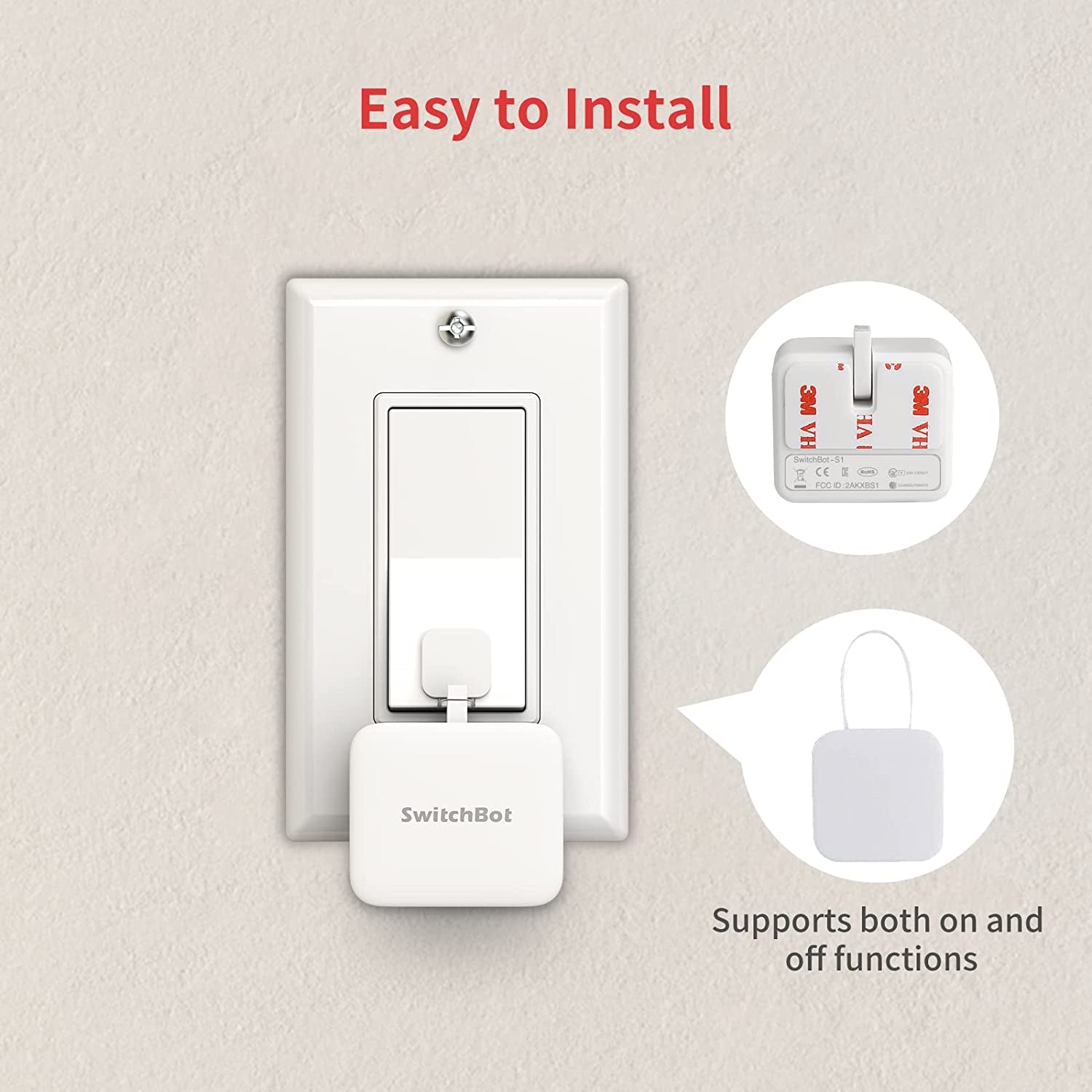 Smart Switch Button Pusher (Bluetooth) – Fingerbot for Rocker Switch/One-Way Buttons, App Timer Control, No Wiring, Hub Included for Voice/Remote, White
