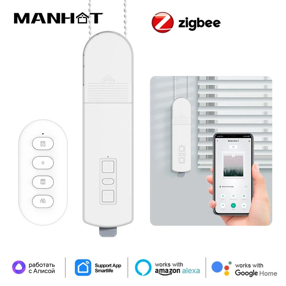 Smart Life Zigbee Roller Curtain Motor DIY Motorized Chain Roller Blinds Shade Shutter Drive with Remote Alexa Google Home Alice