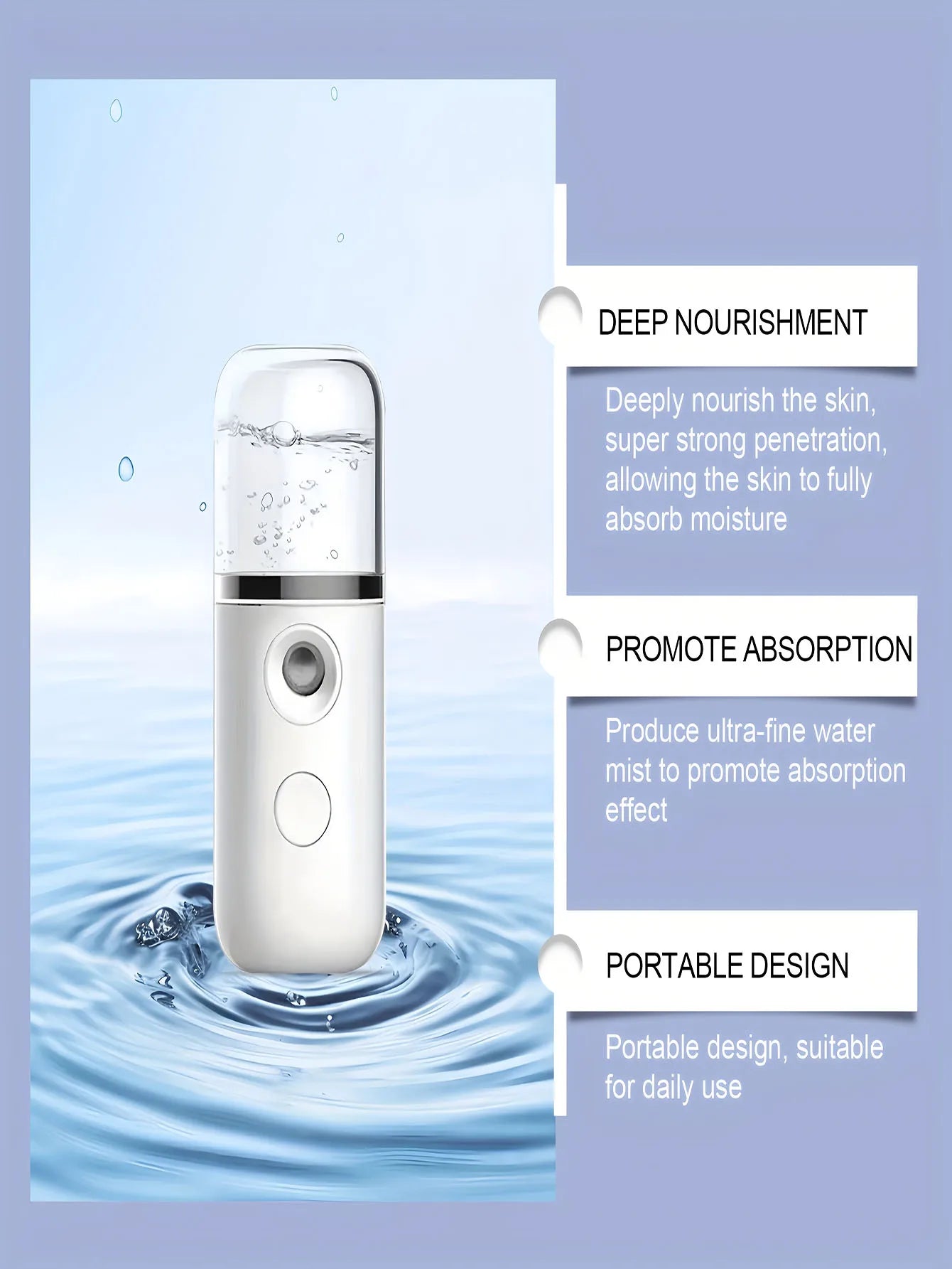 USB Mist Facial Sprayer — Rechargeable Nano Face Steamer Moisturizing Beauty Skin Care Tool