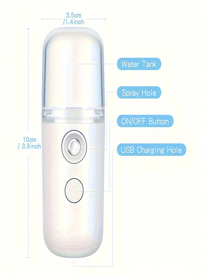 USB Mist Facial Sprayer — Rechargeable Nano Face Steamer Moisturizing Beauty Skin Care Tool
