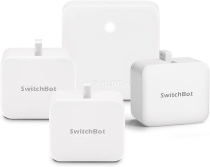 Smart Switch Button Pusher (Bluetooth) – Fingerbot for Rocker Switch/One-Way Buttons, App Timer Control, No Wiring, Hub Included for Voice/Remote, White