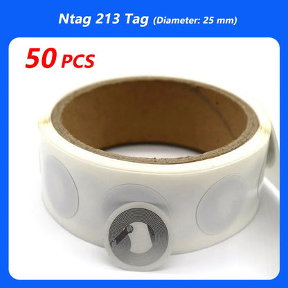 100Pcs/Lot NFC Lable Tag Sticker 13.56Mhz ISO14443A 213 Stickers Universal Lable Ntag213 RFID for All NFC Enabled Phones